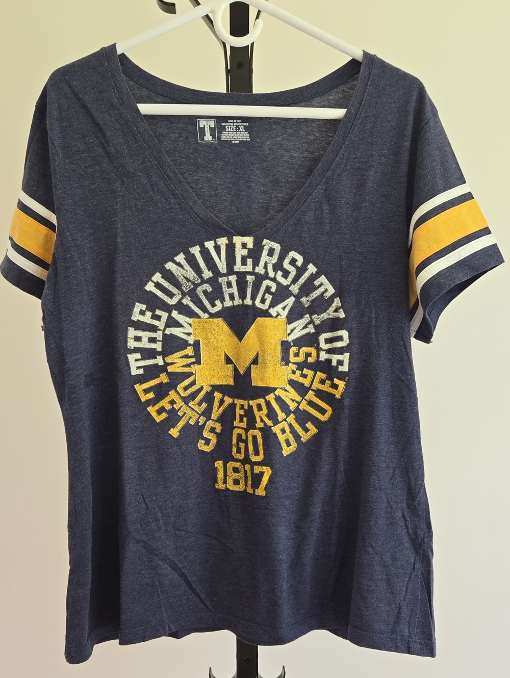 University of Michigan Women's Navy & Maize V-Neck Tee